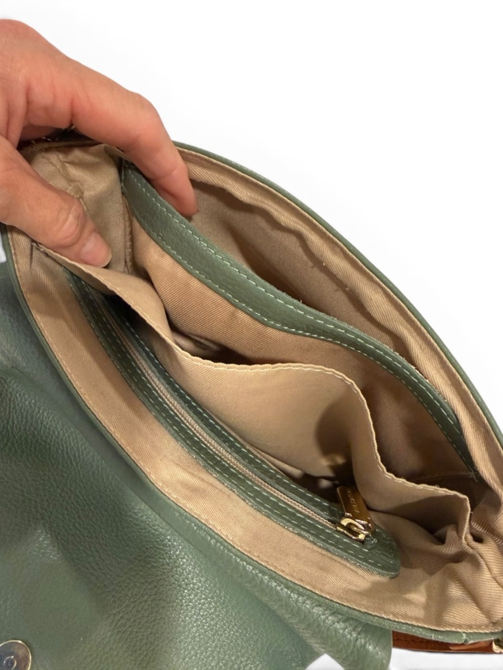 Valentina Green Pebble Leather Crossbody - Picture 12 of 16